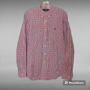 Ralph Lauren Men's Long Sleeve Plaid Button Up Shirt Size Large 100% Cotton
